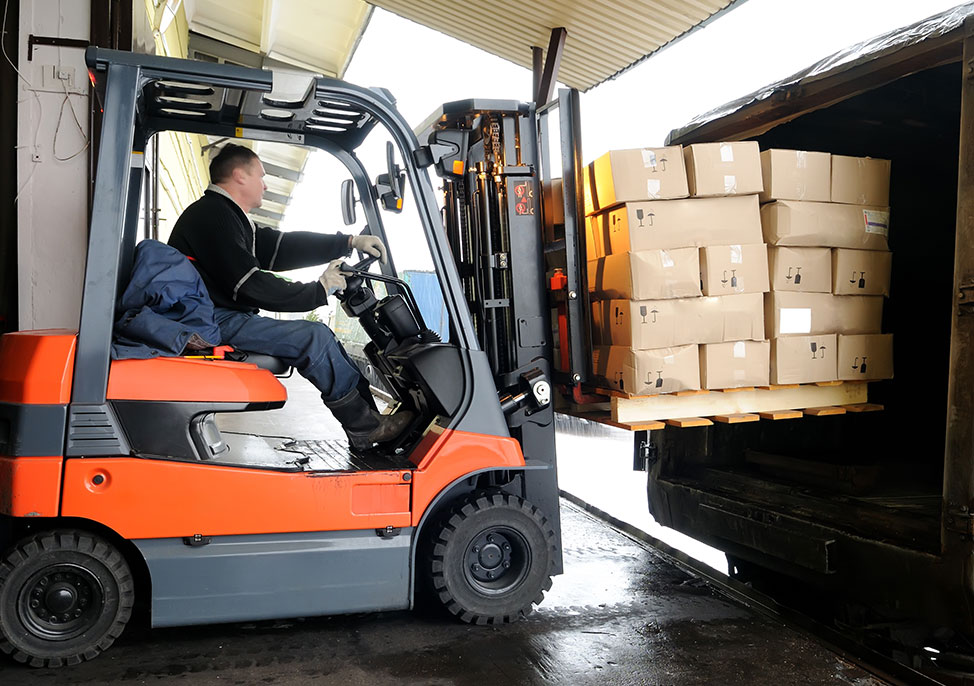 Person operating forklift